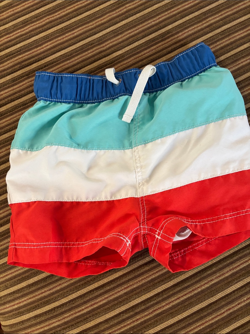 Hanna Andersson Colorblock Swim Trunks - Turquoise, White & Red
